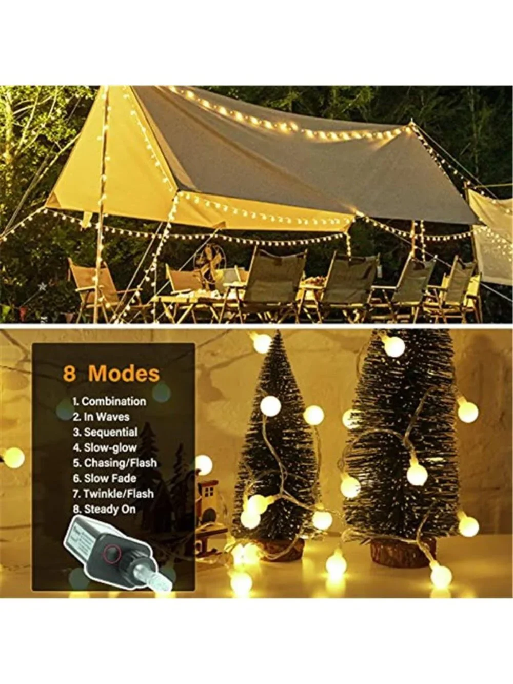 Mini Globe String Lights, 66 Ft. 200 LED Fairy String Lights Plug in, 8 Modes